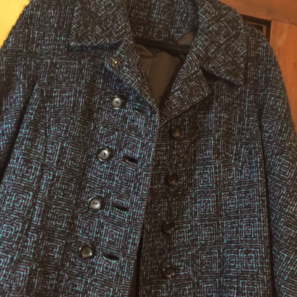 Vintage Blue woven calf-length coat,